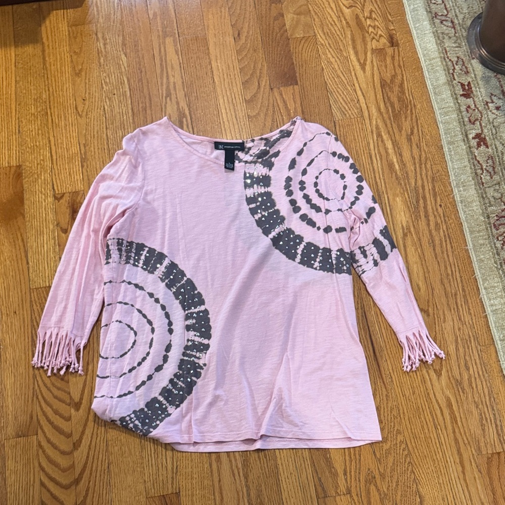 INC International Concepts Pink Spiral Long Sleeve Top